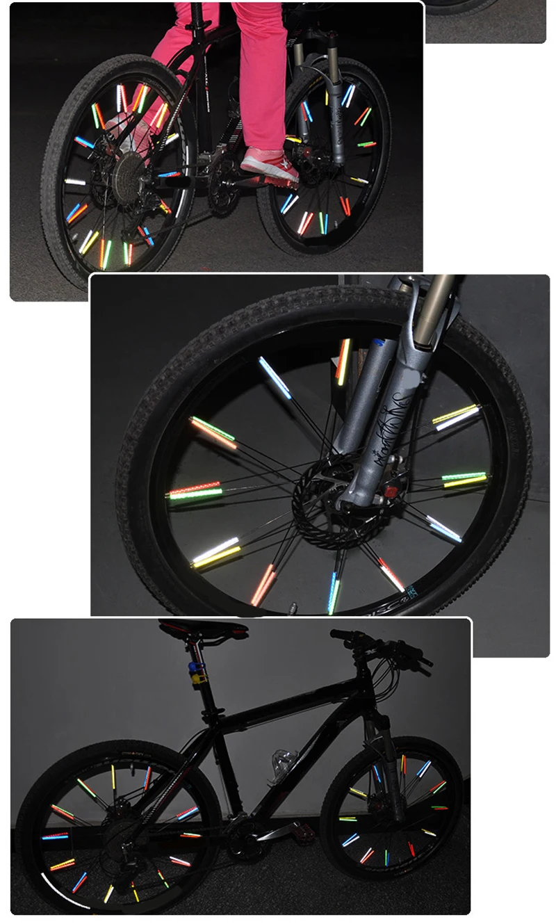 12Pcs Bicycle Mountain Bike Riding Wheel Rim Spoke Mount Clip Tube Warning Light Strip Reflector Reflective Outdoor 75mm (18)