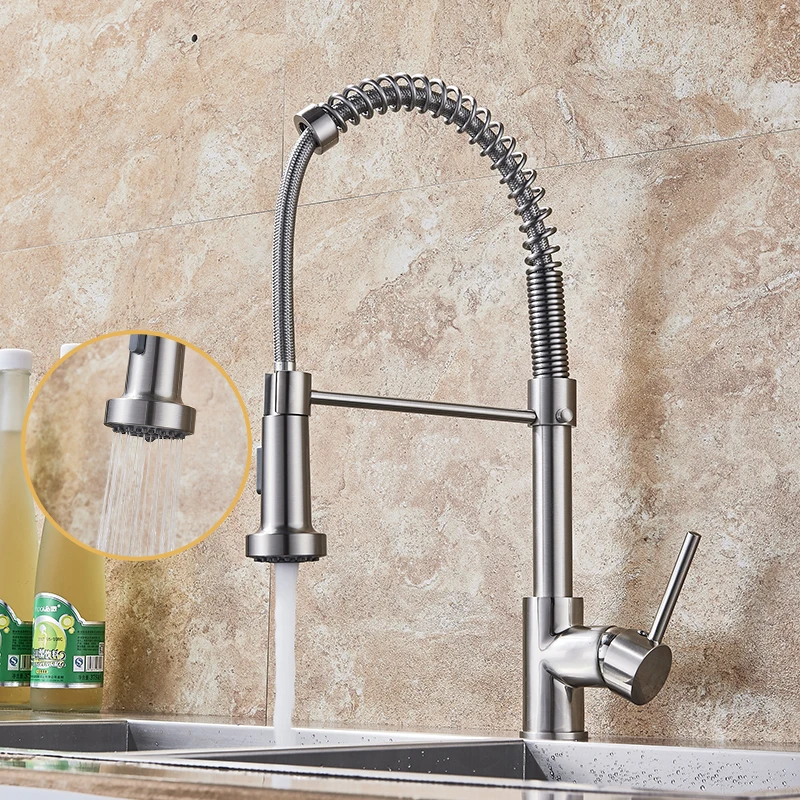 Kitchen Faucet Nickel Brushed Stainless Steel Kitchen Sink Faucet
