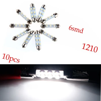 

YSY 10pcs festoon 6SMD led C5W 31mm/36mm / 39mm/42mm White 1210 3528 LED Festoon Interior led Dome Light Lamp Bulb For Car
