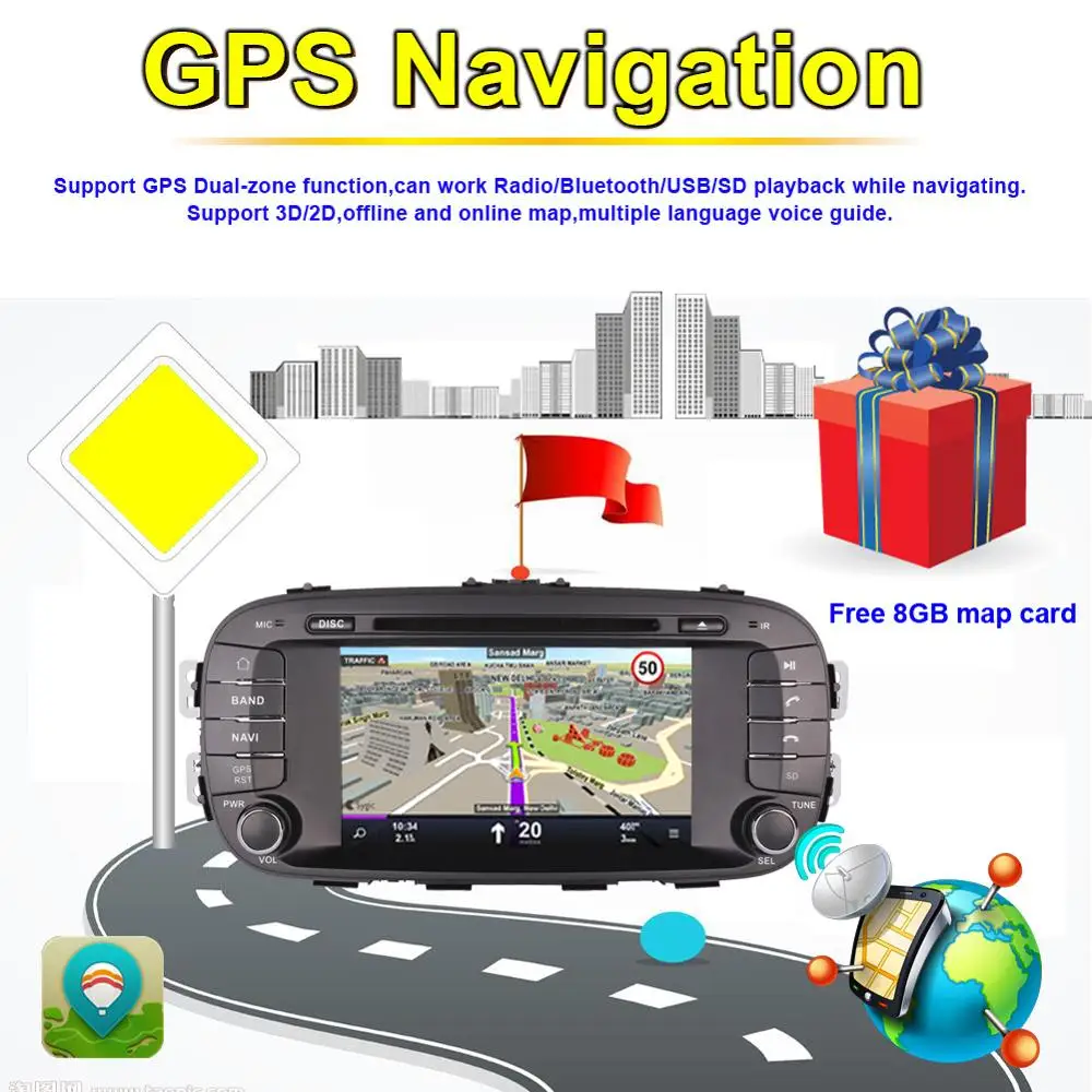 Best 4GB RAM Android 8.0 Octa Core Car Radio Stereo GPS Navigation Bluetooth For Kia Soul 2014- DVD Multimedia Player Head Unit 5