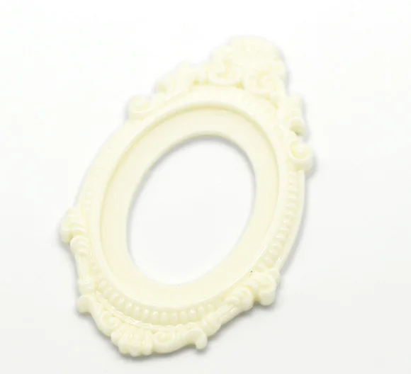 DoreenBeads полимерная фурнитура для украшений Овальный узор цвета слоновой кости 6 см