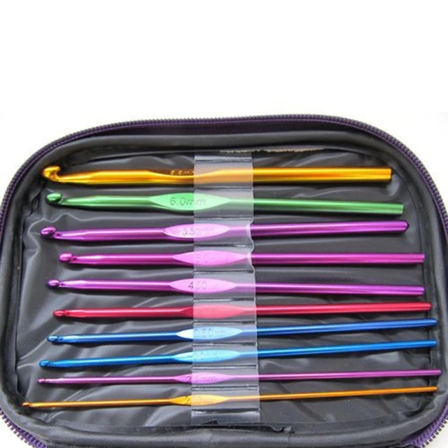 12Pc Metal Handle Crochet Needles Stainless Steel Crochet Hooks