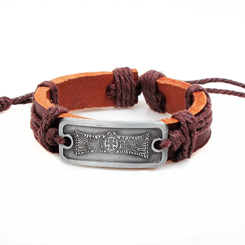 Free shipping!12pcs/lot! Brown Genuine Leather Hemp Rope Cross Braided
