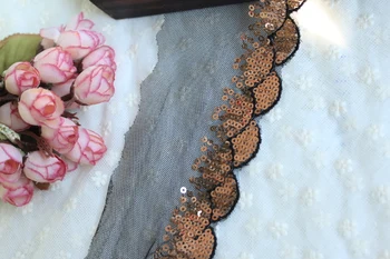 

brown scallop sequins Lace Wedding Dress lace