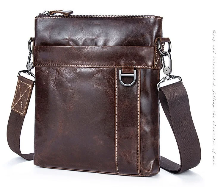MJ Men's Shoulder Bag Genuine Leather Messenger Bag Real Leather Male Bags Solid Crossbody Handbag for Men High Capacity (11)