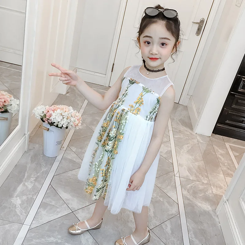 summer princess toddler girls party dress sleeveless embroidery elegant white clothing 2019 kids girl dresses children costume