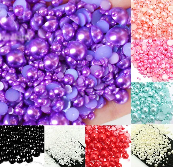 500pcs 2-10mm Mixed Color Half Round Pearl Beads FlatBack Scrapbook Craft Cabochon Kawaii DIY Embellishments Accessories