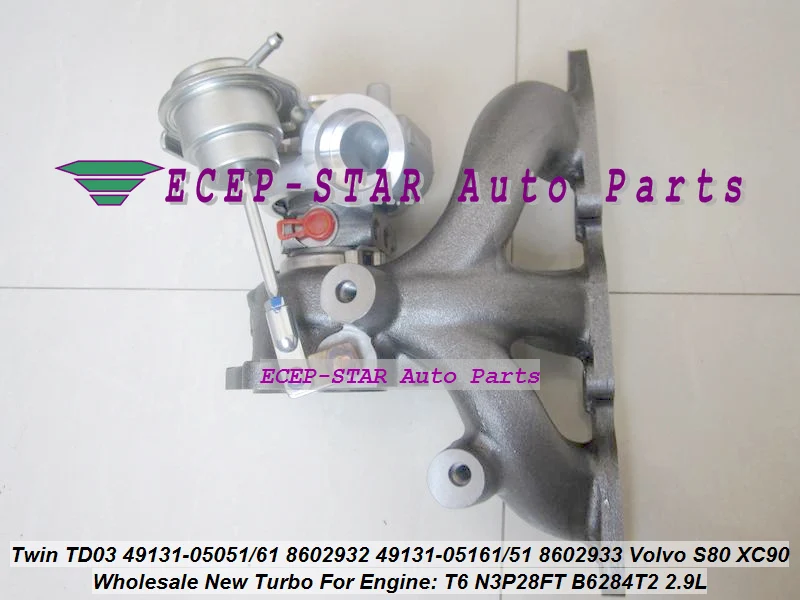 2 Twin TURBO TD03 49131-05051 49131-05061 8602932 49131-05161 49131-05151 8602933 For Volvo S80 XC90 T6 N3P28FT B6284T2 2.9L (3)