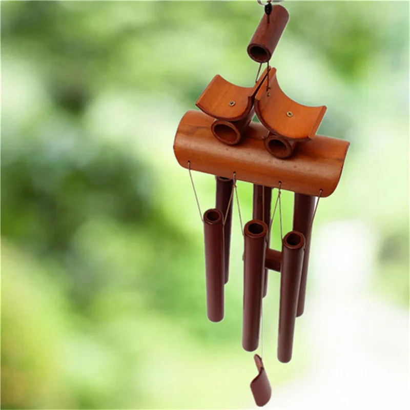 

Retro Style Bamboo Wind Chime Feng Shui Windchime With Hanging Ring Garden Yard Ornament Craft Decoration Home Decor