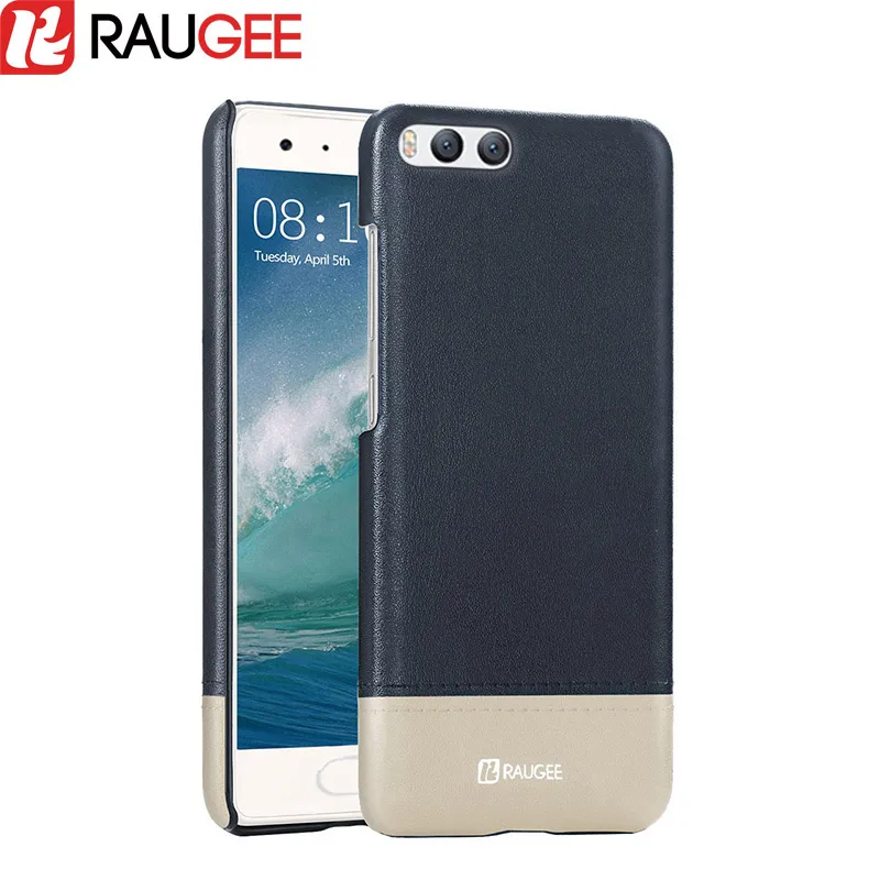 

Xiaomi Mi6 Case RAUGEE Luxury Leather PU Protective PC Hard Back Cover Case For Xiaomi Mi6 Mi 6 Shockproof Cover Black Blue