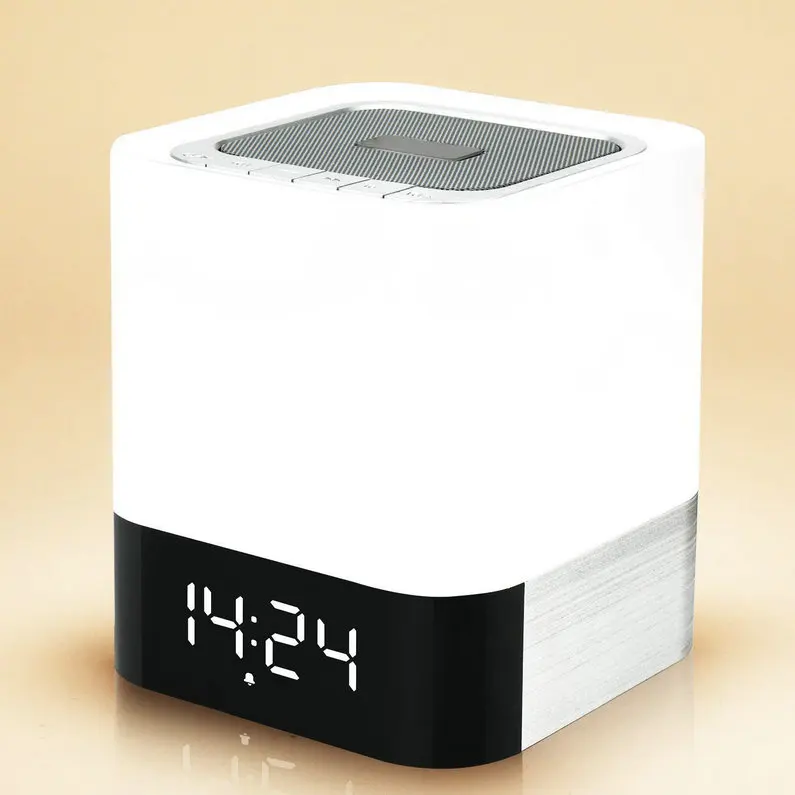 

Portable 4 In 1 Wireless Bluetooth Speaker With Touch Sensor Led Lamp Light Alarm Clock TF Card AUX MP3 Player Hands-free Call