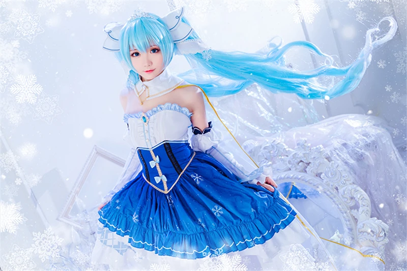 Аниме Косплей VOCALOID Hatsune Miku Star and Snow Miku косплей костюм на Хэллоуин женские костюмы V girl Oufits платье