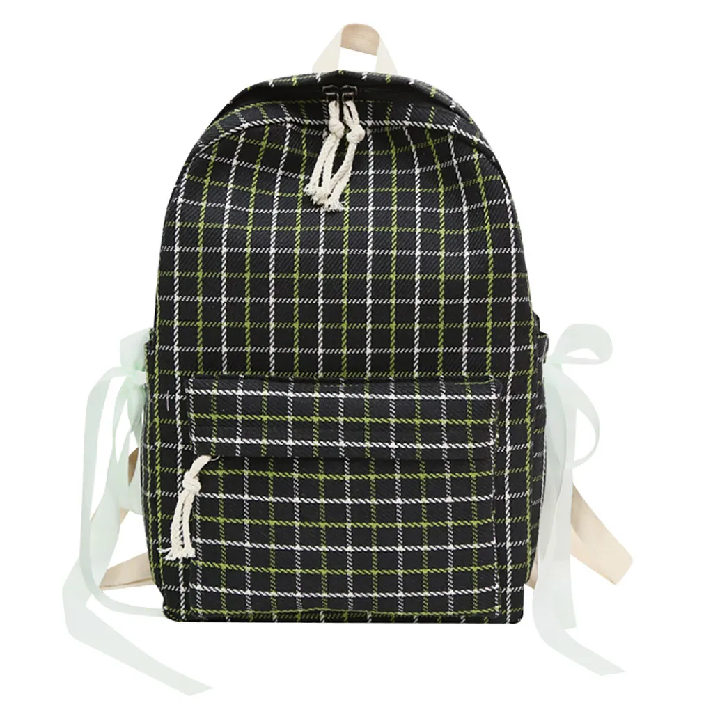 Aelicy, клетчатый рюкзак для девочек, Mori, художественная Ретро Студенческая сумка на плечо, школьный холщовый рюкзак для женщин, рюкзак, ранец - Цвет: BK