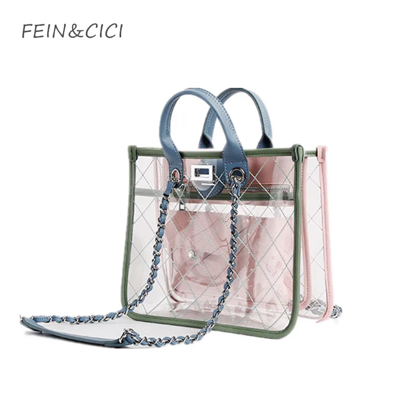 transparent totes bag clear pvc plastic quilted beach bags