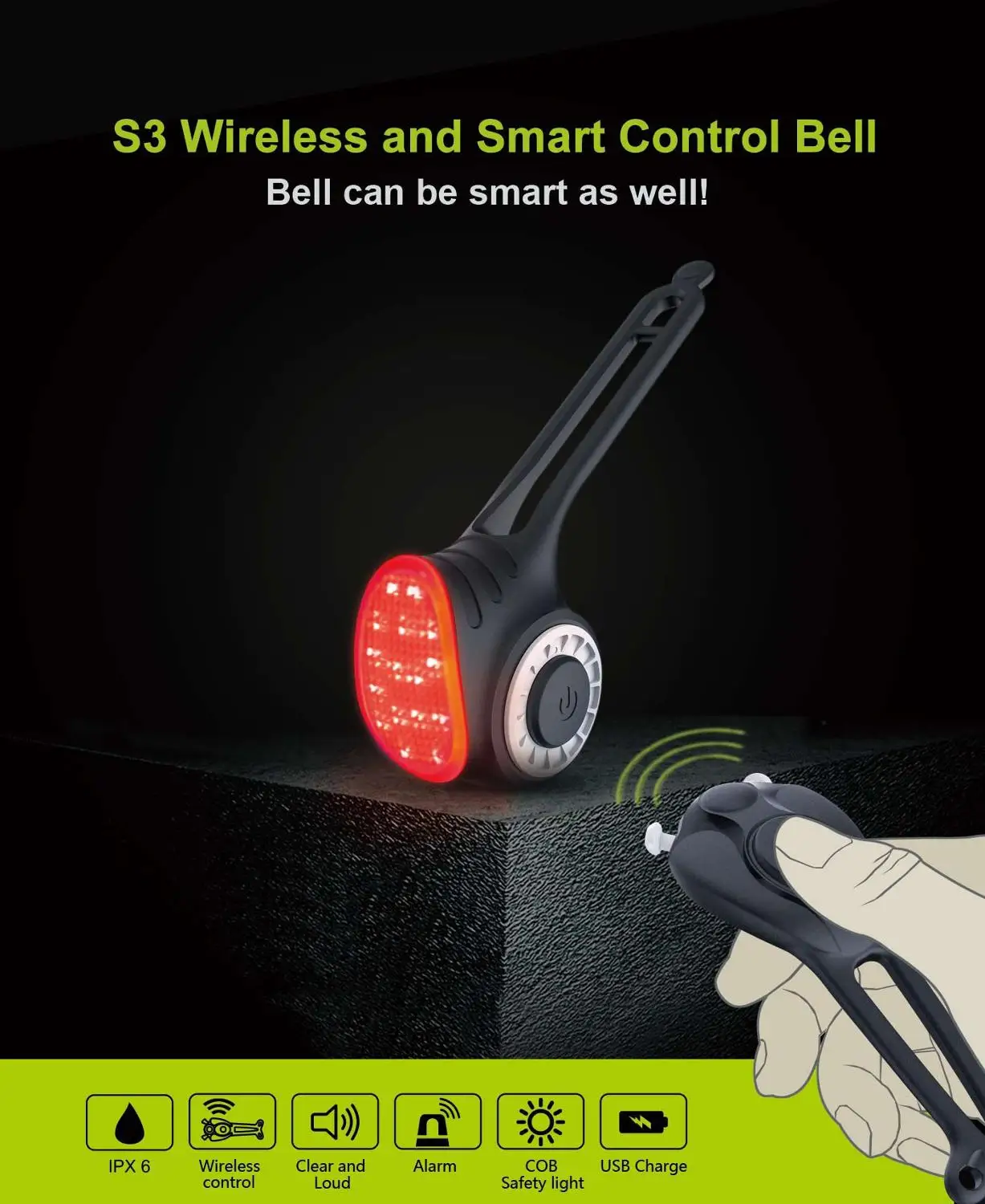 Top Meilan S3 Bicycle taillight COB lighting source Bicycle smart wireless remote control 150 decibel electric bell burglar alarm 2