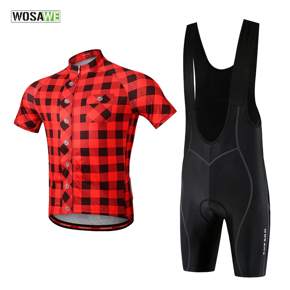 

WOSAWE Cycling Jersey Set Men Racing Bicycle Bib Short Jersey Set Breathable Mtb Bike Clothes Ropa bicicleta M-3XL