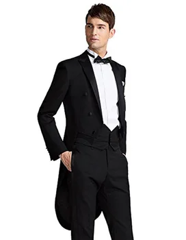 

Custom Made Men's Classic Tail Suit Black Groom Suit Formal Occasion Party Suit Groomsman Evening Suits (jacket+pants+vest+tie)