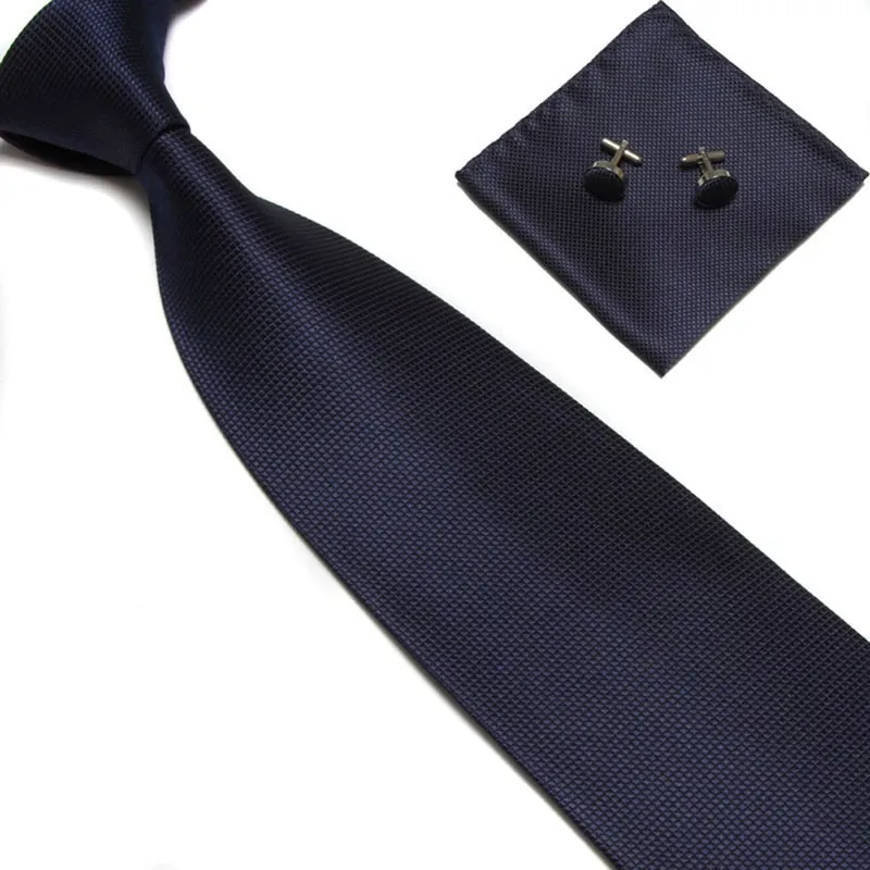 Новые модные мужские классические однотонные тонкие Квадратные запонки, галстук, тканый, обтягивающий Шелковый костюм комбинация Галстуки, мужской галстук