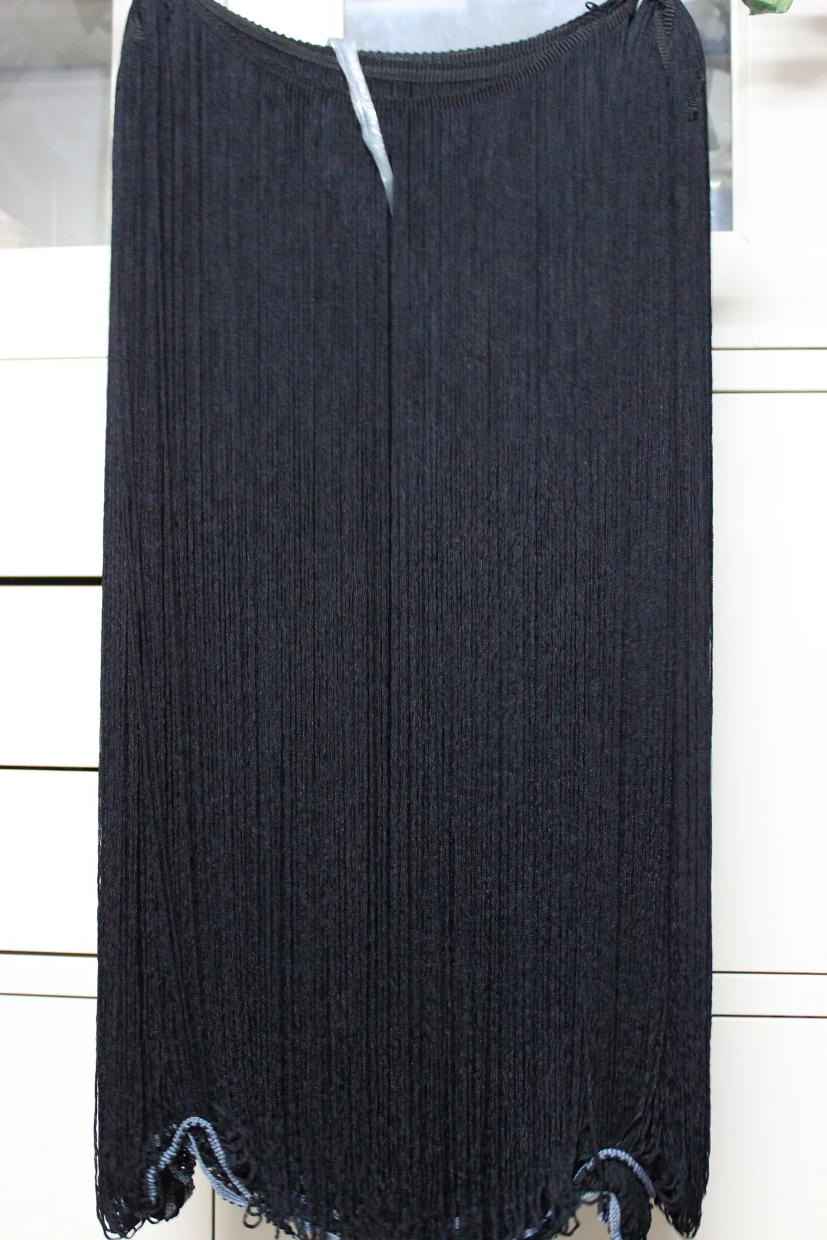 YACKALASI 3 ярдов Длинная Бахрома Кисточкой 60 см белый и черный Dip краситель Омбре кружевное платье с бахромой для латиноамериканских танцев макраме планки