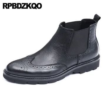 

Autumn Brogue Warm Fashion Black Winter Fur Mens Zipper Dress Boots Pointed Toe Chelsea Wingtip Ankle Shoes Booties High Top