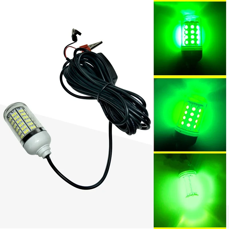 12V 15W Fishing Light LED Green Underwater Submersible Night Fake Fishing Lures Fishing Light Crappie Shad Squid Boat            (2)