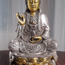 Bi001635 8 см тибетского буддизма бронза cated серебро Кван Куан Гуань Инь статуя Будды