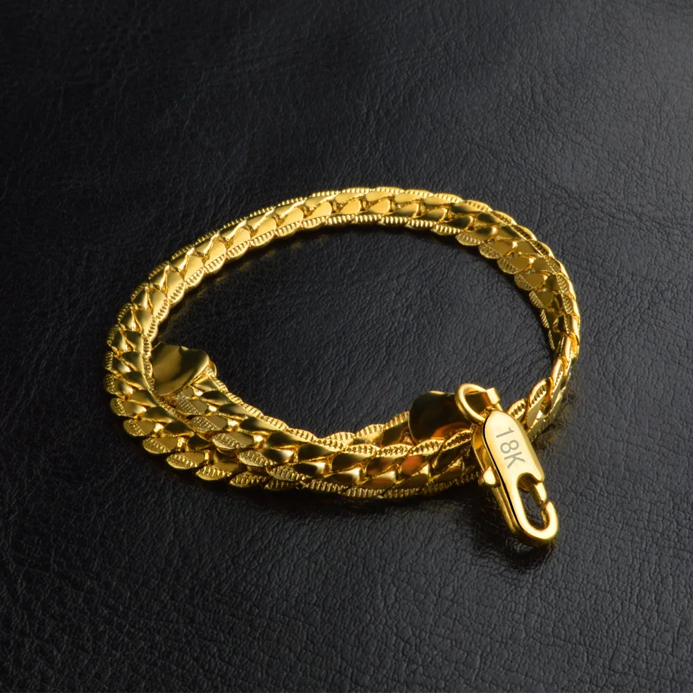 

Silver Bracelet Men Jewelry Gold Color 5mm Snake Link Chain Bracelet 20cm Male Hand Chain Wholesale Pulseras Braslet for Male