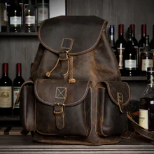 Crazy Horse из воловьей кожи для мужчин рюкзак пояса натуральной Винтаж путешествия повседневное школа бизнес книга сумки бренд мужской