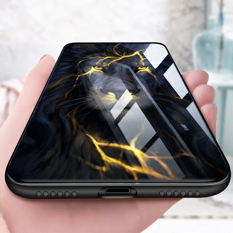 Tempered Glass Case For iPhone 7 6 8 6S Plus Case For iPhone X 10 HD Animal Pattern Soft Edge Back Cover Cases Protective Shell (15)