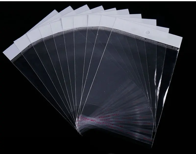 

5000PCS 11*22cm Clear Sticky mouth plastic retail packaging bag mobile cases Poly OPP hang hole Storage Package bags