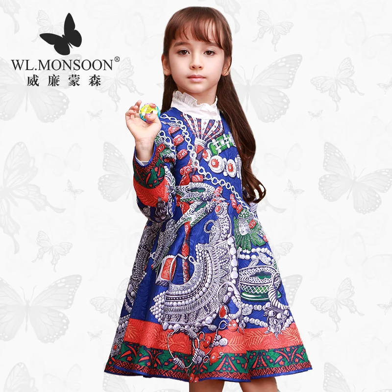 

monsoon Girls Dresses Summer  Baby Girls Clothes Kids Dresses Lemon Print Princess Dress Girl Party Cotton Children Dress 73
