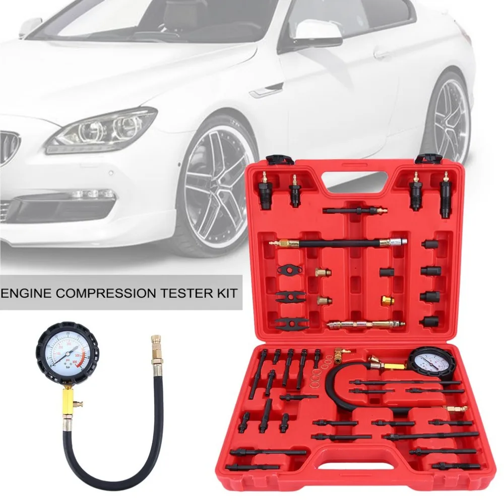 

Newest Universal Fuel Engine Compression Tester Kit Pressure Tester Engine Gauge Kit Compression Presssure Test Meter