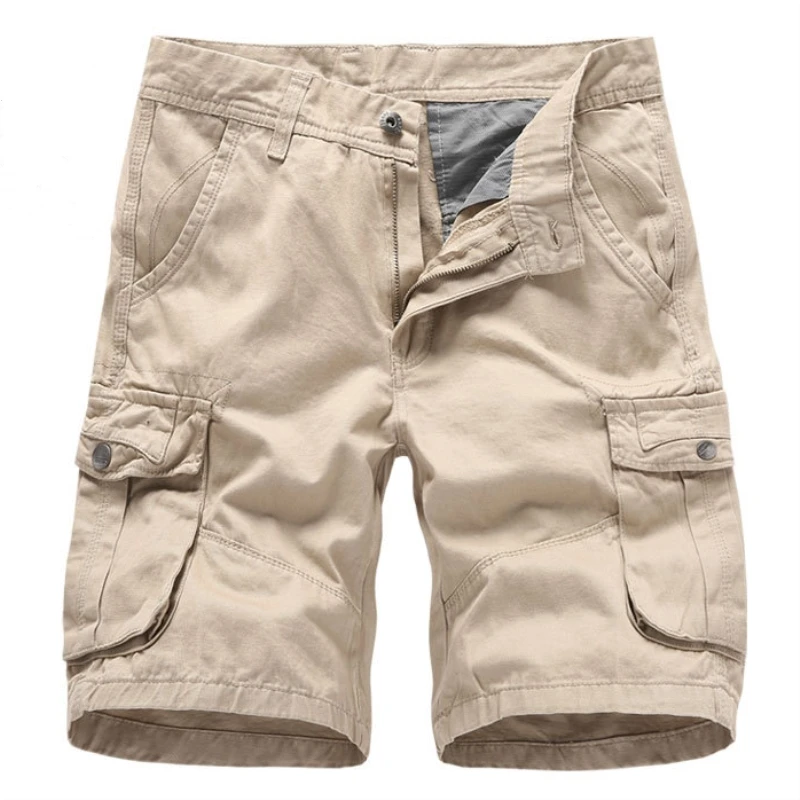 Спортивные мужские шорты Карго модные однотонные свободные мужские шорты милитари плюс размер тактические Шорты повседневные короткие брюки с несколькими карманами