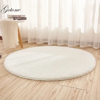 

Solid Color Home Round Carpet Living Room Area Decor Soft fur Carpets Warm Bedroom Living Room Floor Rugs Slip Resistant Mats