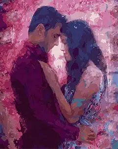

MaHuaf-W412 happy lover 40x50cm Framed DIY oil painting by numbers romatic love art picture drawing on canvas