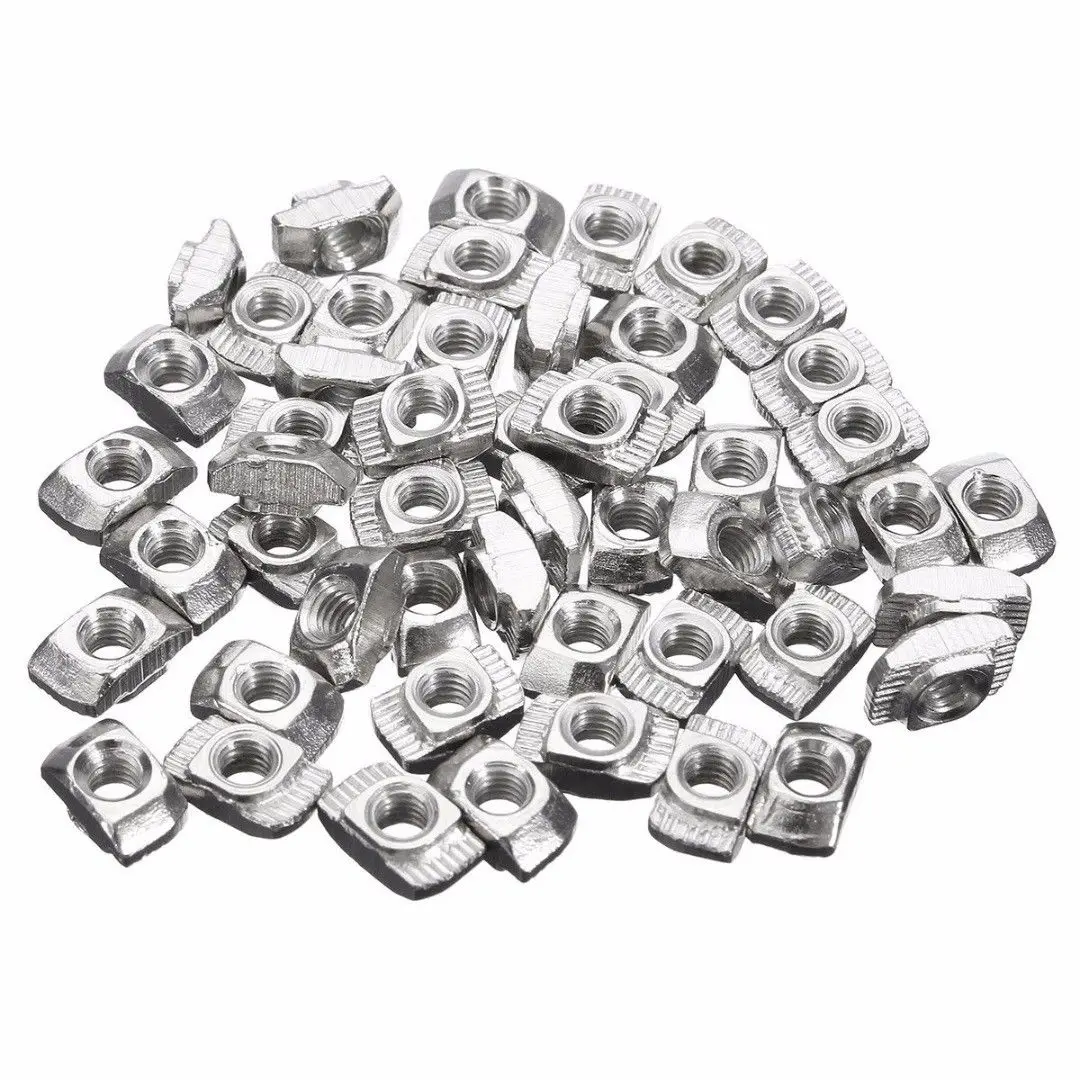 DSHA -50pcs M4-20 T-Nut Female Thread T Slot Hammer Head Drop in Nut 50pcs Silver Tone | Обустройство дома