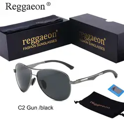 Reggaeon Высочайшее качество известный бренд солнцезащитные очки авиации Мужчины поляризационные UV400 для вождения оригинальный роскошный