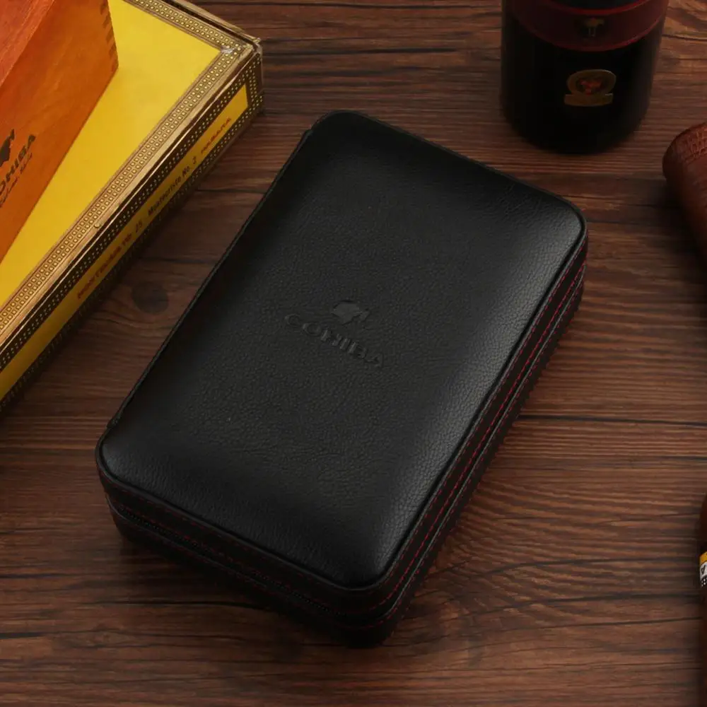 COHIBA переносная коробка для сигар из кедра и дерева Humidor кожаный чехол 4