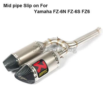 

Motorcycle Exhaust pipe Full System For Yamaha FZ6 S2 FAZER FZ6N FZ6S Slip On middle Link Pipe + 2pc Akrapovic Exhaust Muffler