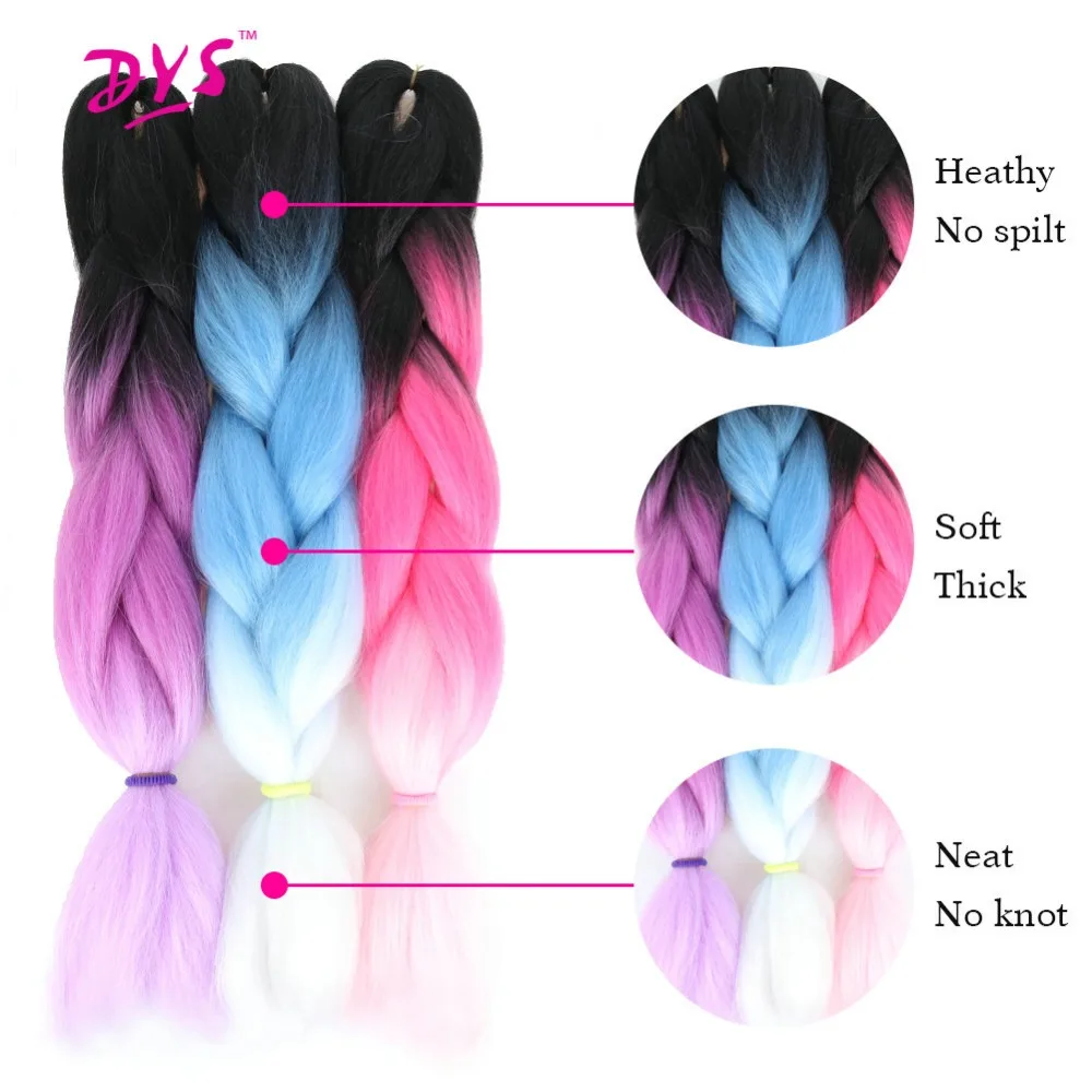 Deyngs 24Inch Pure Color Kanekalon Braiding Hair Extension Black Pink Green Gray Kinky Twist Hair Braids Natural Synthetic Hair
