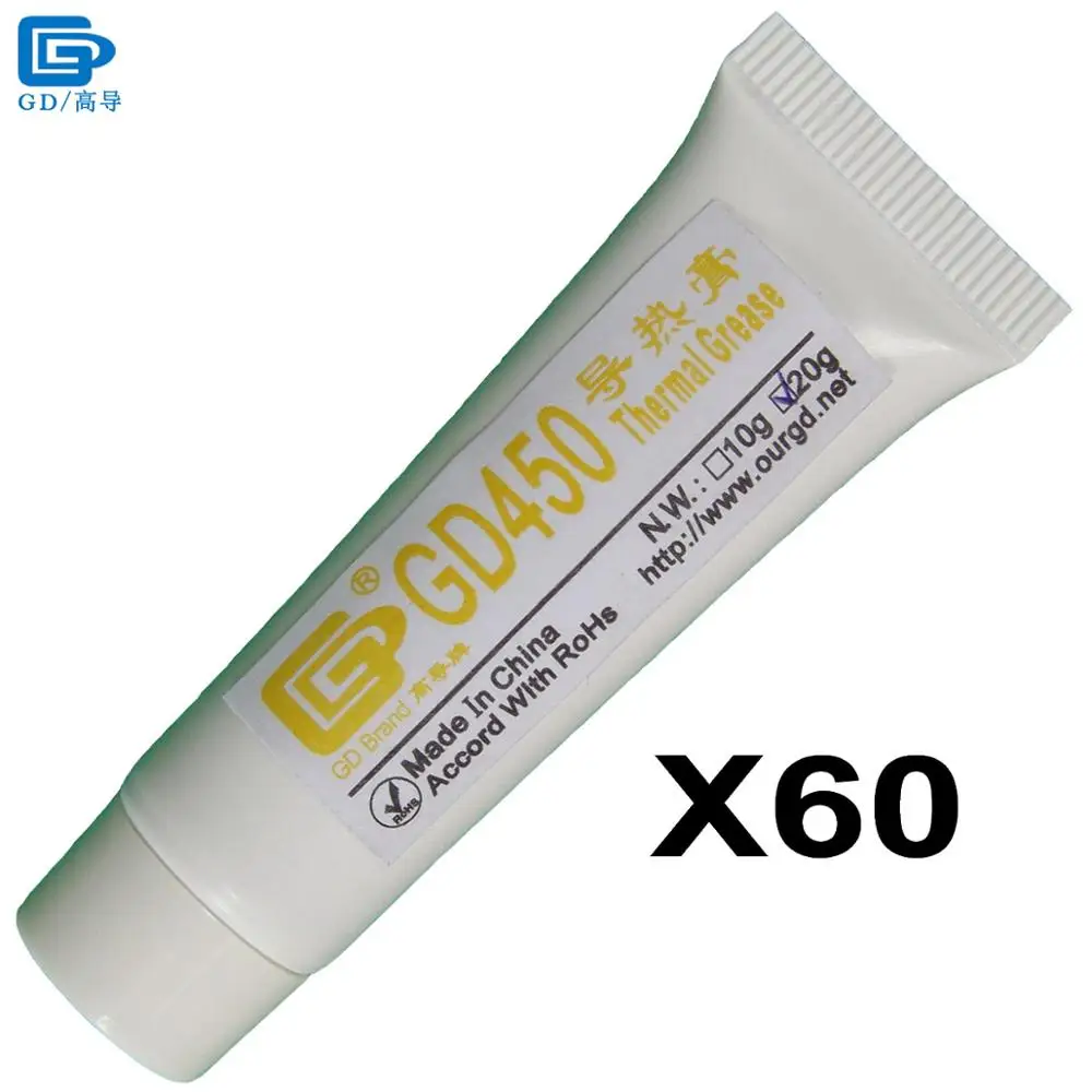 

GD450 Thermal Conductive Grease Paste Silicone Plaster Heat Sink Compound 60 Pieces Net Weight 20 Grams Golden For LED CPU ST20