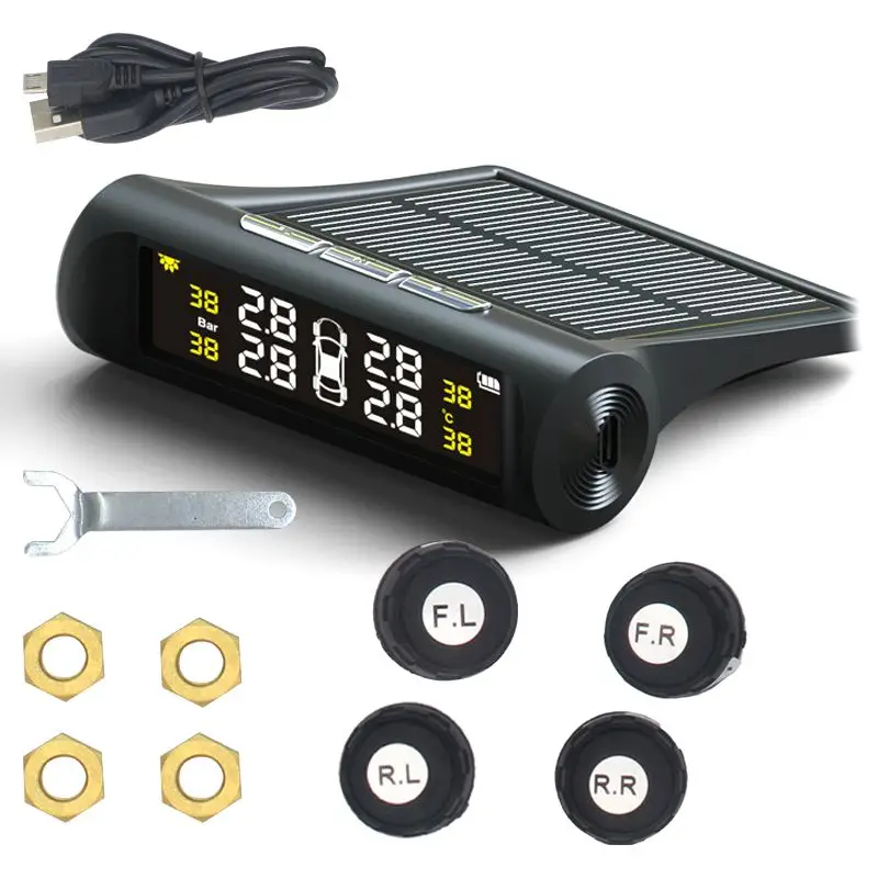 

Smart Car TPMS Tyre Pressure Monitoring System Solar Power charging Digital LCD Display Auto Security Alarm Systems