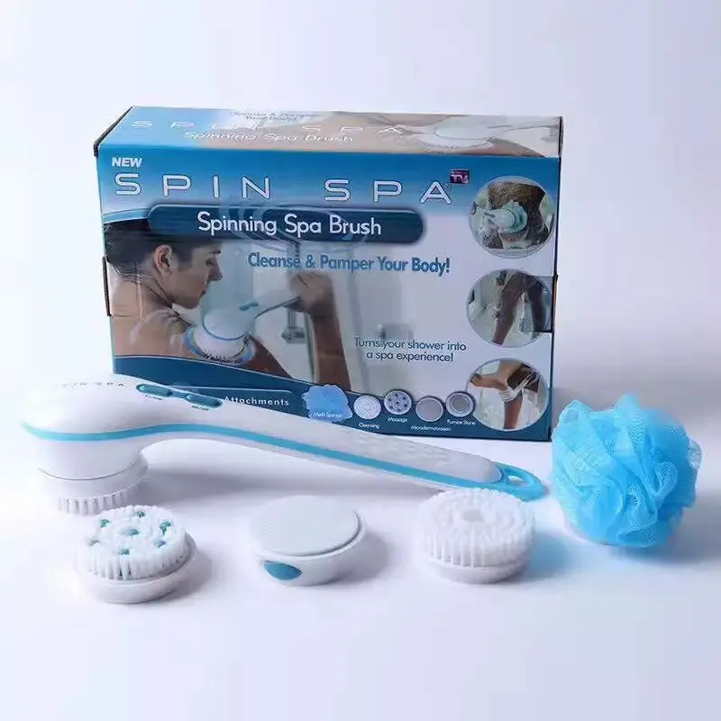

TV New Spin Spa Multi-functional Long Handle Back Rub Bath Waterproof Electric Massage Bath Brush Bath Brushes