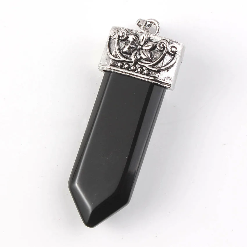 Natural Gnergy Gemstone~ Silver Plated Natural Purple Amethysts Crystal Rose Pink Quartz With Flower Sword Pendant Labradorite Jewelry 19 AA00201027108c