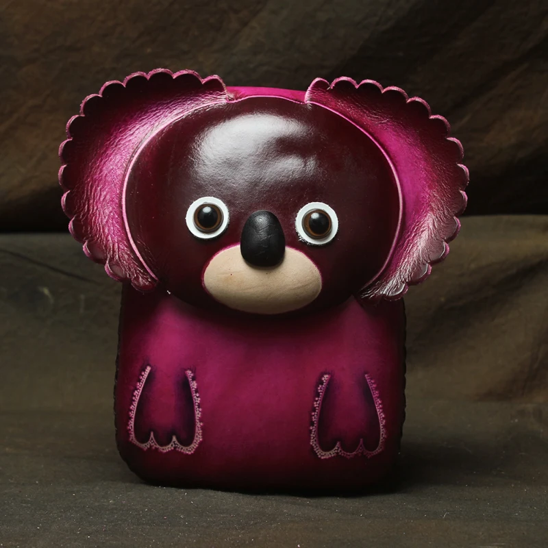

Lovely Cartoon Koala Animal Designer Child Mini Bag Genuine Cow Leather Adorable Cross Shoulder Bag Women's Phone Bag Coin Case