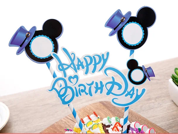 1 комплект Микки Минни Маус мультфильм кекс торт Топпер флажки для торта бумаги соломинки Беби-Шауэр украшения на день рождения
