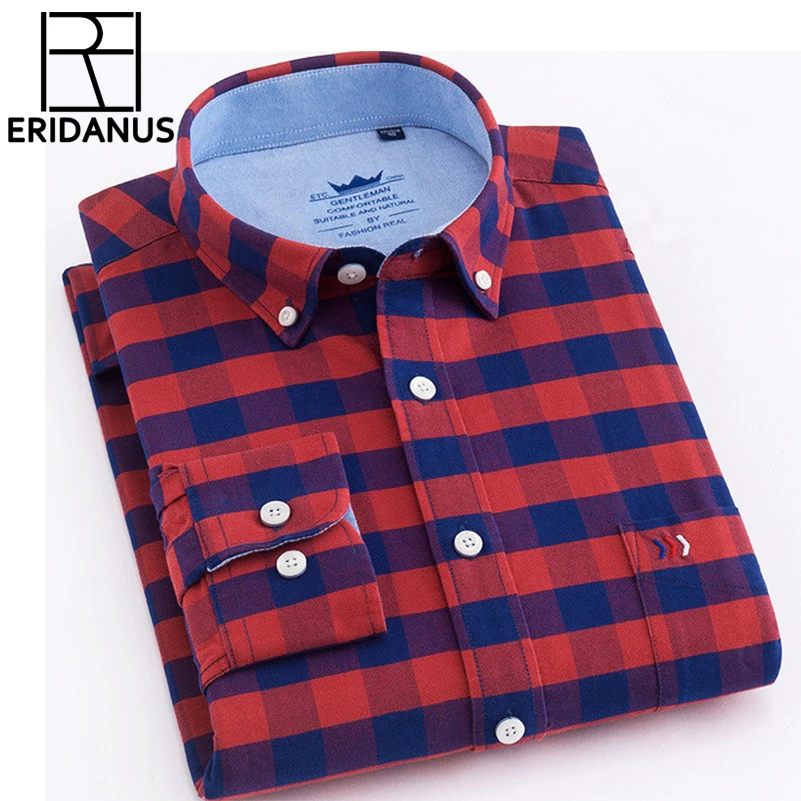 Acheter 2018 Nouvelle Marque Shirs Hommes Plaid 100% Coton Chemise Chaud De Mode mâle À Manches Longues Chemise Décontractée Hommes Jeunes Robe Chemises Plus 4XL X621