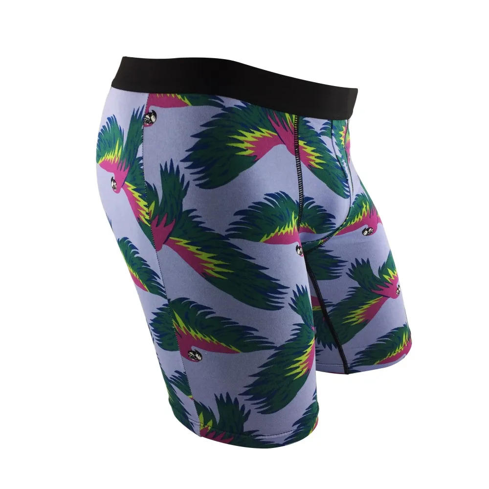 

Colorful Flying Parrot Jungle Style Men's Cotton Boxer Underwear Long Leg Underpants Plus Size Boxer Shorts Calzoncillo Hombre