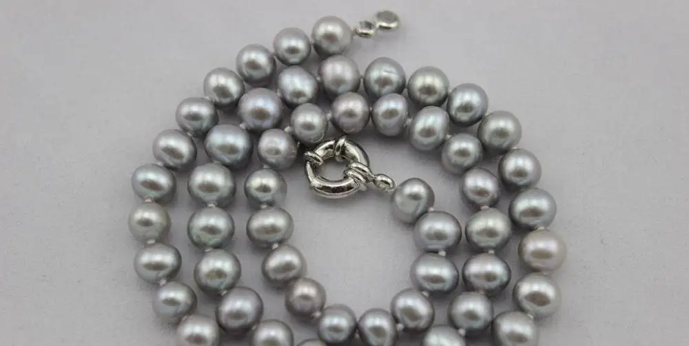 

fresh water pearl necklace 7-8mm Gray 17INCH a(5.18)