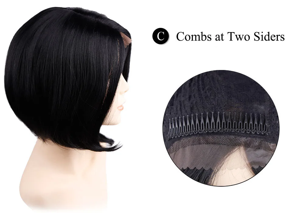 Amir Short Wigs for Women Straight Bob Wig Black Ombre Blonde Red Wig Cosplay Synthetic Lace Front Wigs for Girls bobo